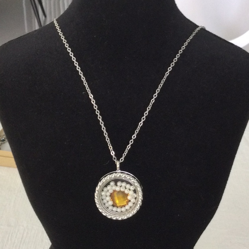 Silver and Gold Pendant Necklace. #533